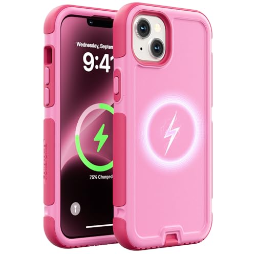 Follaroma Magnetic for iPhone 14 Plus Case,Heavy Duty Phone Cases,Pink,6.7" | Compatible with MagSafe, Heavy Duty Shockproof,Military-Grade Anti-Drop Protective,Dual Layer Magnetic Protection Phone Cover - color: Pink, size: iPhone 14 Plus 6.7''