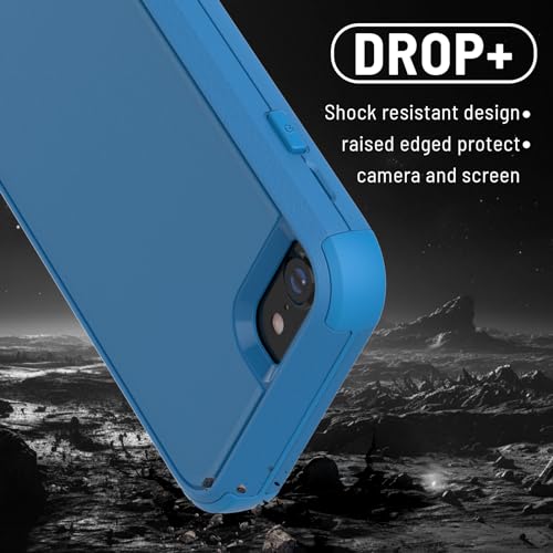 X-belmox Heavy Duty Phone Case for iPhone SE 2022 (3rd Gen) with Glass Screen Protector, 3 in 1 iPhone SE 2020 Case [Shockproof] Rugged Protective [Drop Proof] iPhone 7/8 case 4.7" - Sea Blue - color: Sea Blue