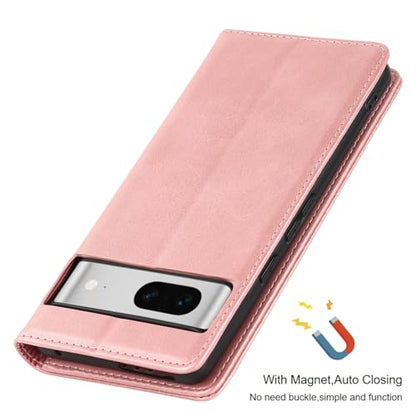 Case for Google Pixel 7, Stand Holder, Magnetic Closure, Rose Gold | Premium PU Leather, Flip Folio Purse Case, with Card Slot, Stand Holder,Magnetic Closure, TPU Shockproof Protective Case - color: Magnetic Wallet - Rose Gold