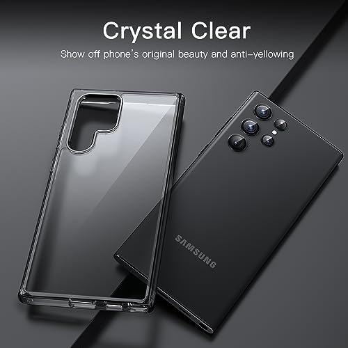 JETech Case for Samsung Galaxy S22 Ultra, Anti-Yellowing, Black | Shockproof Protection, Scratch Resistant Hard PC Back, Durable Transparent TPU Bumper - color: Black
