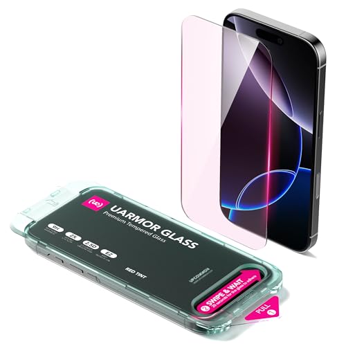 UARMOR Red Light Screen Protector for iPhone 16 Pro Max [6.9 Inch] Anti Blue Light, Double Strength 9H Tempered Glass with Easy Installation Kit, Case Friendly Fit - 2Pack - size: iPhone 16 Pro Max