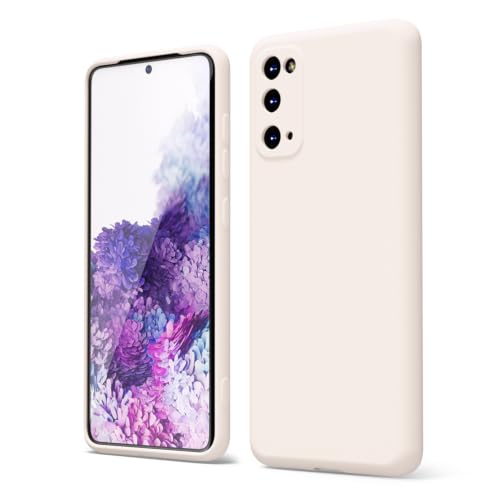 oakxco for Samsung Galaxy S20 Phone Case Liquid Silicone Grip, Cute Thin Slim Soft Rubber TPU Plain Smooth Gel Cover for Women Girl Aesthetic Design, Matte Solid Protective & Shockproof, Beige Stone - color: Beige, size: S20