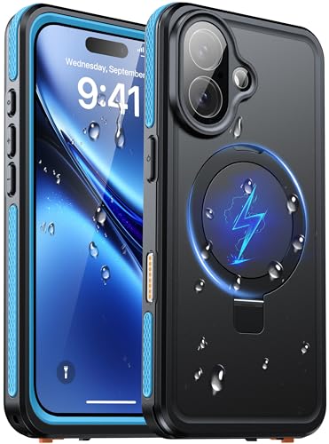Oterkin Magnetic Stand for iPhone 17 Case Waterproof IP68, Blue - color: Blue, size: iPhone 17 6.3''