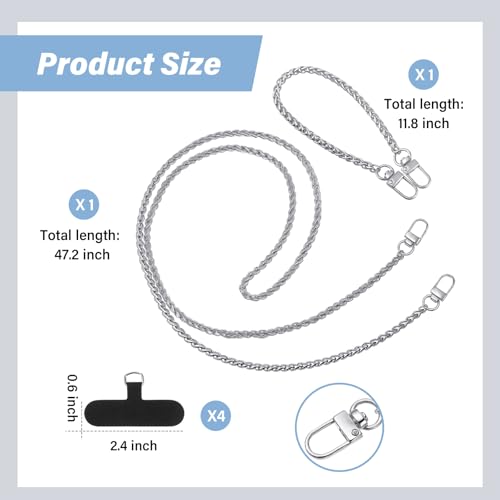 Canlierr 2 Pack Phone Chain Crossbody, with Tether Tab, Dark Silver - color: Dark Silver