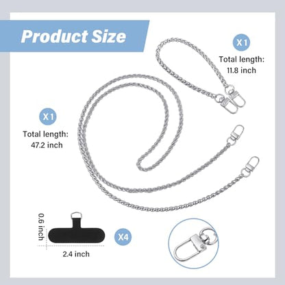 Canlierr 2 Pack Phone Chain Crossbody, with Tether Tab, Dark Silver - color: Dark Silver