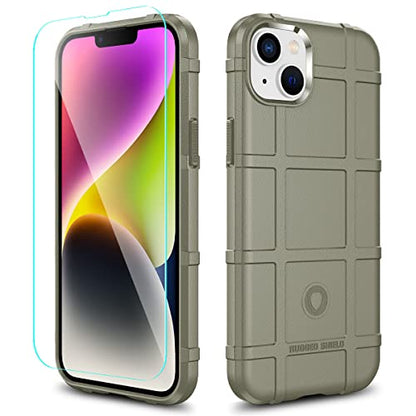 Rugged Shield 8ft Drop Proof TPU Thick Armor Tactical Protective Case Compatible with iPhone 14 Plus (6.7 inches) - Light Clay - color: Light Clay, size: iPhone 14 Plus