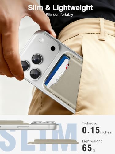 TopMade for MagSafe Wallet, Strongest Magnetic Phone Wallet, 4 Cards Holder - color: Khaki