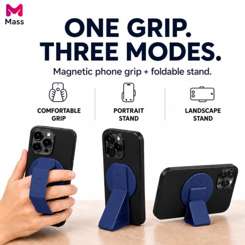 Mass Planet MagSafe Phone Grip, Slim Foldable Holder, One-Hand Stand - Blue - color: BLUE