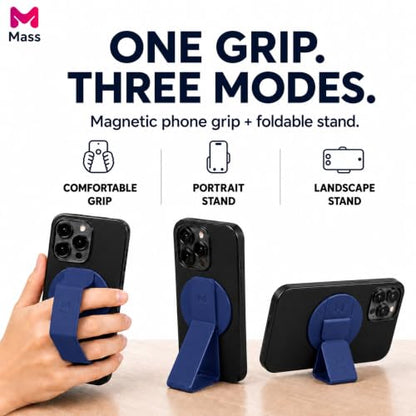 Mass Planet MagSafe Phone Grip, Slim Foldable Holder, One-Hand Stand - Blue - color: BLUE