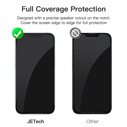JETech Full-Coverage Screen Protector for iPhone 14/17e, 3-Pack | Black Edge Tempered Glass, Easy Installation Tool, HD Clear, Case-Friendly - size: iPhone 14/17e