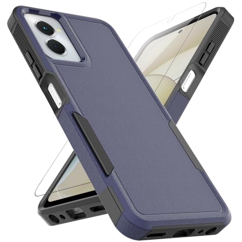 for Moto G Power 5G 2024 Case: Dual Layer Protective Heavy Duty Cell Phone Cover Shockproof Rugged with HD Screen Protector - Military Protection Bumper Tough - Motorola Moto G Power 5G 2024, Blue - color: Navy Blue (PC) + Black (TPU), size: Moto G Power