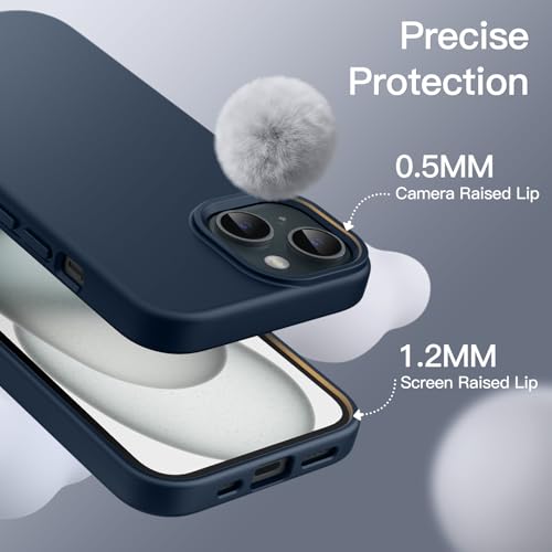 JETech Silicone Case for iPhone 15, Navy | Silky Soft Touch, Shockproof Protection, Scratch Resistant, Microfiber Lining - color: Navy, size: iPhone 15