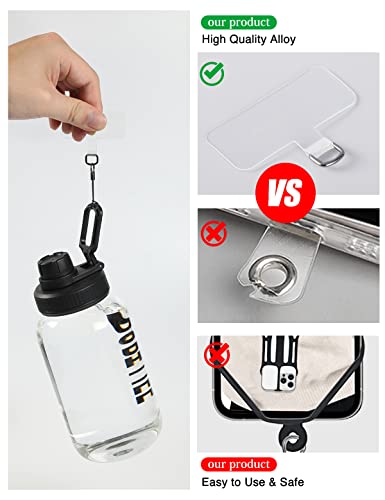 Phone Tether Tab 2 Pack,Universal Phone Lanyard Patch Without Adhesive,Phone Strap Replacement Part for Cell Phone (Black&Clear) - color: Black&clear