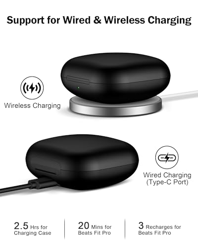 Charging Case Replacement for Fit Pro – Wireless Charger Case with Bluetooth Pairing Button, 700mAh Battery, Earbuds Not Included - color: Beats Fit Pro Black