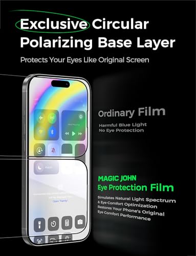 MAGIC JOHN Eye Protection for iPhone 17 Pro Tempered Glass Screen Protector - size: iPhone 17 Pro
