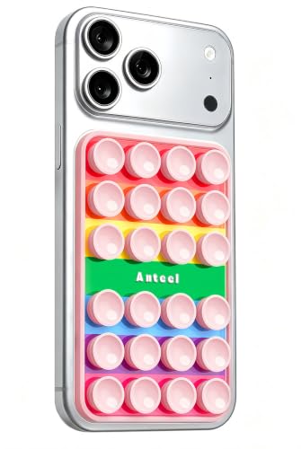 Anteel Silicone Suction Cup Phone Case Mount, Non Slip Sticky Grip for Cellphone, Silicon Adhesive Suction Cup Mount, Strong Grip Holder for Selfies and Videos, 2.4" x 3.8" (RainbowChalkPink) - color: RainbowChalkPink