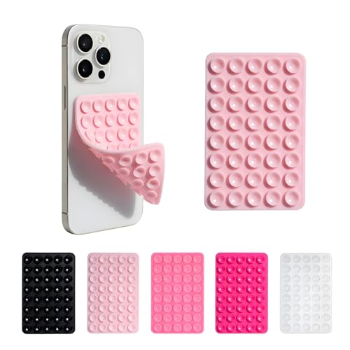 SHENGXIN 2 Pack Silicone Double-Sided Suction Grip – 40 Cups per Side, Strong Hold for iPhone, Galaxy, Pixel, Android – Hands-Free for Selfies & Videos(Chalk Pink) - color: Chalk Pink