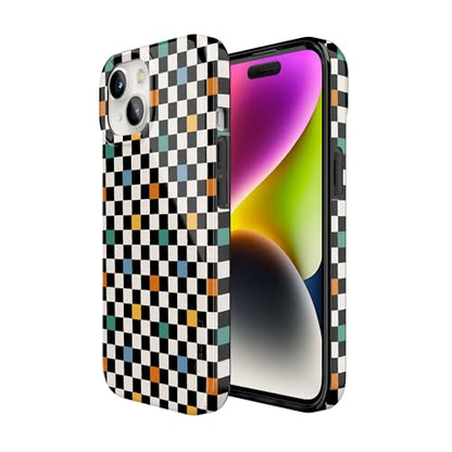 Casely iPhone 15 Plus Case | Old Skool | Retro Checkerboard | Compatible with MagSafe | Classic Ultra Slim Design - color: Old Skool | Retro Checkerboard