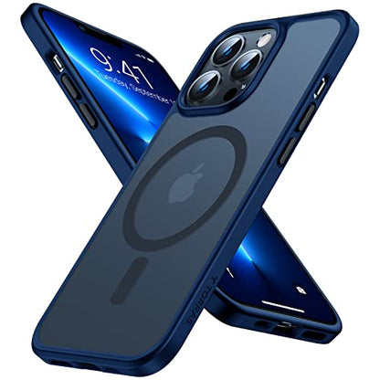 TORRAS Stronger Magnetic for iPhone 14 Pro Case, Translucent Navy Blue | 12 FT Military Grade Drop Tested, Compatible with MagSafe, Slim Protective Matte Silicone for iPhone 14 Pro Phone Case - color: Blue