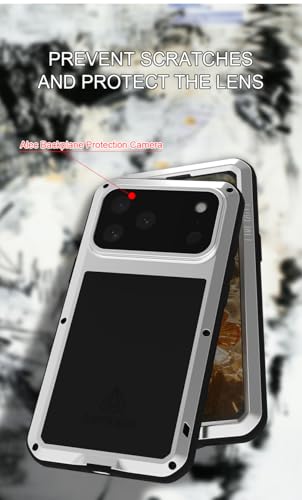 LOVE MEI for iPhone 17 Pro Max (6.9) Metal Case, Heavy Duty Metal Military Grade Shockproof Dustproof Full Body Case with Built in Tempered Glass Screen Protector for iPhone 17 Pro Max (Silver) - color: Silver