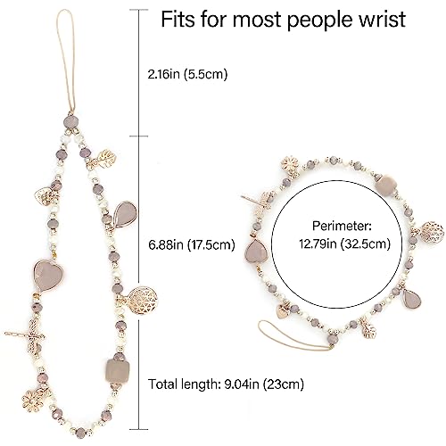 Phone Wrist Lanyards, Cute Phone Wrist Strap, Beaded Cellphone Lanyard Charms Strap For iPhone Case Keychain ID Badges Smartphones Accessories, Brown Heart - color: Brown Heart