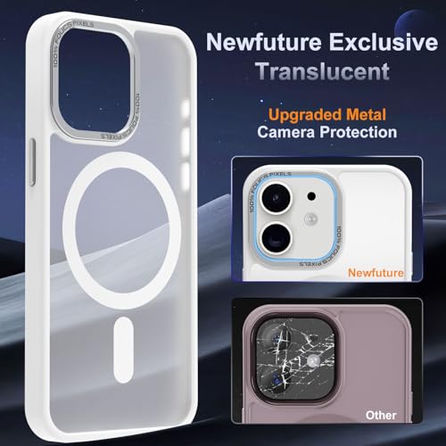 Newfuture Magnetic for iPhone 11 Case Matte Shockproof, Frosted White | Military Drop Protection, Slim Matte Anti-Fingerprint, Compatible with Magsafe, Camera Guard, Translucent Protective Cover - color: Frosted White, size: iPhone 11 6.1inch