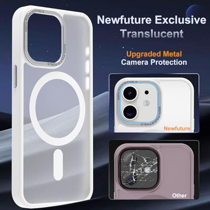 Newfuture Magnetic for iPhone 11 Case Matte Shockproof, Frosted White | Military Drop Protection, Slim Matte Anti-Fingerprint, Compatible with Magsafe, Camera Guard, Translucent Protective Cover - color: Frosted White, size: iPhone 11 6.1inch