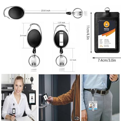Crossbody Phone Strap with Wallet,Adjustable Crossbody Cell Phone Lanyard for iPhone with Phone Tethers & Retractable ID Badge Card Holder- Black - color: With Retractable Keychain-black