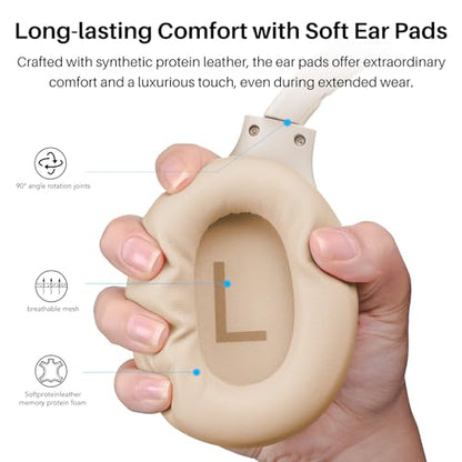 TOZO Hybrid Active Noise Cancelling Headphones, Hi Res Audio - color: Khaki