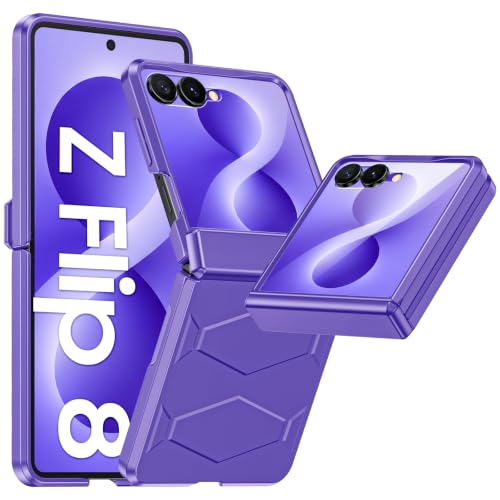 Vizvera for Samsung Galaxy Z Flip 8 Case with Hinge Protection, Built-in Screen Protector Shockproof All-Inclusive Phone Cover for Z Flip 8-Purple - color: Purple, size: Z Flip 8