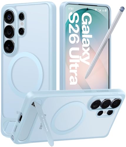 TORRAS Strong Magnetic & Seamless Stand for Samsung Galaxy S26 Ultra Case, Fit for MagSafe, Mil-Grade Drop Protection, Kickstand for Samsung Galaxy S26 Ultra Case, Translucent Back/Sky Blue Edge - color: Light Blue, size: Galaxy S26 Ultra