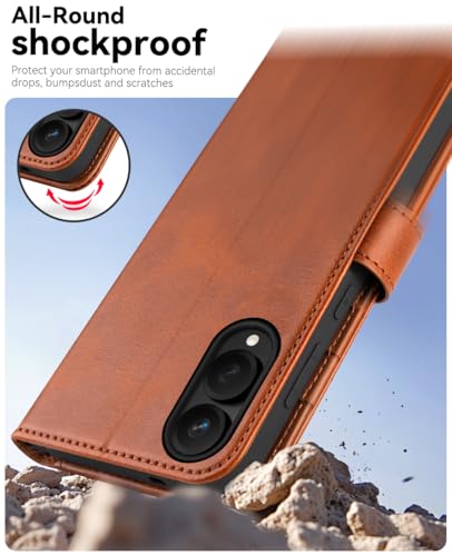 OCASE Compatible with Galaxy S25 Edge Wallet Case, PU Leather Flip Folio Case with Card Holders RFID Blocking Kickstand [Shockproof TPU Inner Shell] Protective Phone Cover 2025, Brown - color: Brown, size: Samsung Galaxy S25 Edge