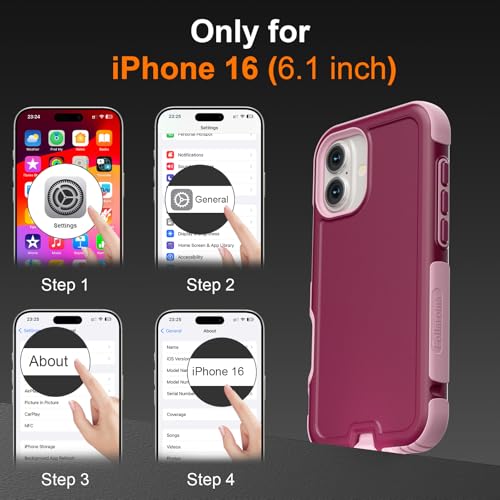 Follaroma Magnetic for iPhone 16 Case, Heavy Duty Cases, Purple Pink,6.1" | Compatible with MagSafe, Heavy Duty Shockproof,Military-Grade Anti-Drop Protective,Dual Layer Magnetic Protection Phone Cover - color: Purple Pink, size: iPhone 16 6.1''