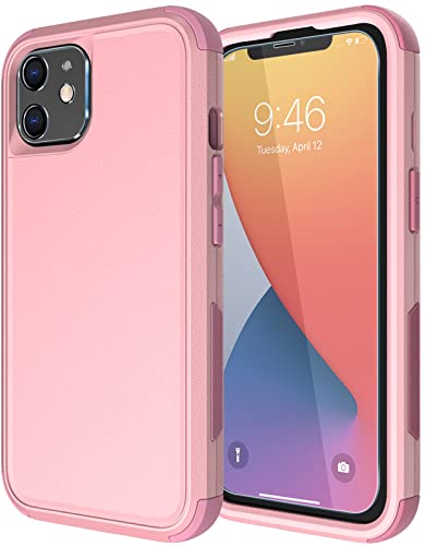 Diverbox for iPhone 11 Case [Shockproof] [Dropproof] [Tempered Glass Screen Protector],Heavy Duty Protection Phone Case Cover for Apple iPhone 11 (Pink-3in1) - color: Pink-3in1