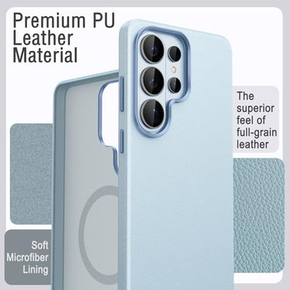 JETech Vegan Leather Case for Samsung Galaxy S26 Ultra, Omphalodes | Compatible with MagSafe, Anti-Slip Grip Phone Cover, Metal Button, Soft Microfiber Lining - color: Omphalodes, size: Galaxy S26 Ultra