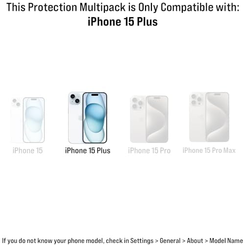 Scooch® Tempered Glass Multipack for iPhone 15 Plus, 3 Screen Protectors and 2 Camera Lens Protectors, Premium 9H Tempered Glass, Anti-Scratch, Anti-Fingerprint, Impact Resistant - size: iPhone 15 Plus