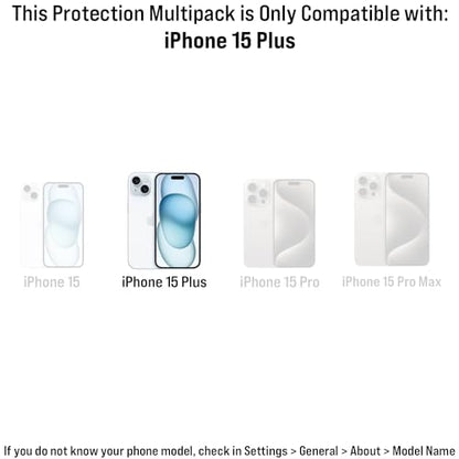 Scooch® Tempered Glass Multipack for iPhone 15 Plus, 3 Screen Protectors and 2 Camera Lens Protectors, Premium 9H Tempered Glass, Anti-Scratch, Anti-Fingerprint, Impact Resistant - size: iPhone 15 Plus