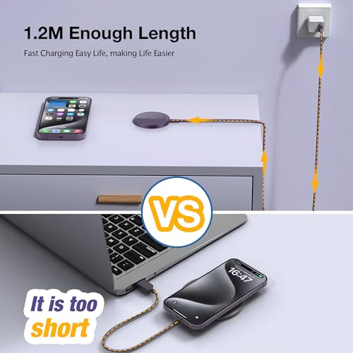 Magnetic Wireless Charger for iPhone: Compatible with Magsafe Charger iPhone 17 16 15 14 13 12 Series & Airpods 4 3 2 Pro-Fast 15W Max Charging Pad Strong Magnet, Dual USB-C/A Ports-Home Office Travel