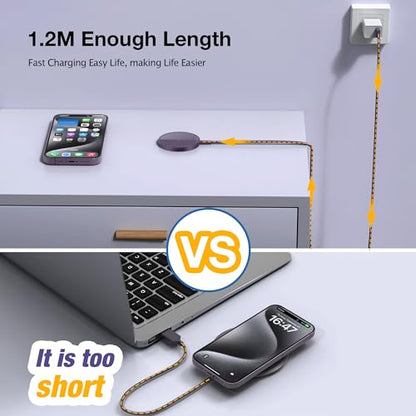 Magnetic Wireless Charger for iPhone: Compatible with Magsafe Charger iPhone 17 16 15 14 13 12 Series & Airpods 4 3 2 Pro-Fast 15W Max Charging Pad Strong Magnet, Dual USB-C/A Ports-Home Office Travel