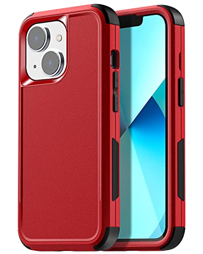 AICase Rugged Case for iPhone 13,Heavy Duty 3-Layer Pocket-Friendly Durable Military Grade Protection Shockproof/Drop Proof Protective Cover for iPhone 13 6.1 inch_6 Red - color: Red
