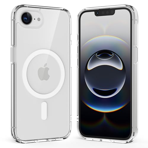 Crystal Fit Magnetic Clear Case for iPhone 17e & iPhone 16e, Compatible with MagSafe, Anti Yellowing, Slim Protective Cover - size: iPhone 17e & 16e