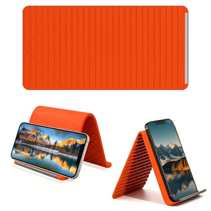 Foldable Silicone Phone Stand, Orange, Anti-Slip, Multi-Angle - color: Orange
