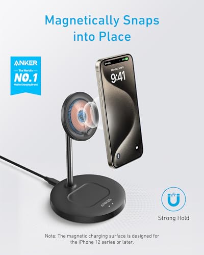 Anker PowerWave 2-in-1 MagSafe Compatible Wireless Charging Stand - color: Black