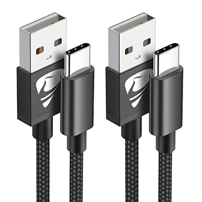 Aioneus USB A to USB C Cable 10 FT 2Pack 3A Fast Charging USBC Cord Braided - color: Black