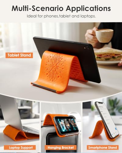 Airplane Phone Holder, Flexible Silicone Aluminum Phone Holder - color: Orange