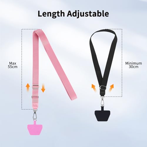CACOE Phone Lanyard, Black+Pink, 2 Pcs - color: Black+pink, size: 21.65"