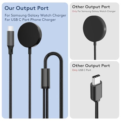 2-in-2 USB A/C to Galaxy Watch/USB C Multiple Portable Travel Charger Cable