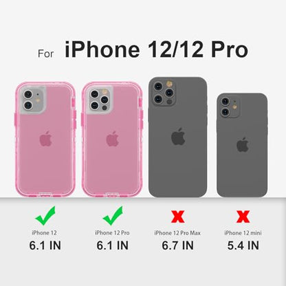 Follaroma for iPhone 12 Case/iPhone 12 Pro Case, Crystal Pink | Heavy Duty Shockproof Protection Phone Cases, Anti-Drop, Military Grade Dual Layer Transparent Rugged Protective Cover, 6.1" - color: Pink, size: iPhone 12/iPhone 12 Pro 6.1''
