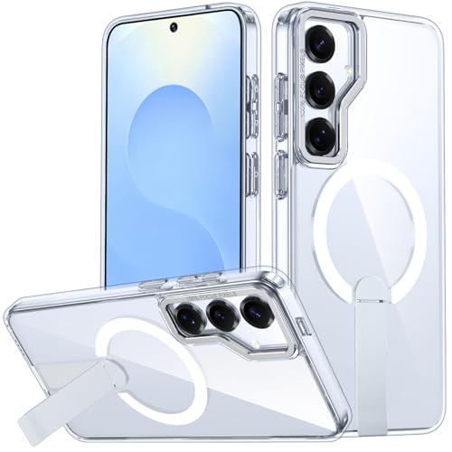 Galaxy S25+ Plus Case with Stand, Compatible with MagSafe Wireless Charging, [Military Drop Protection] Non-Slip Shockproof Magnetic Phone Case Cover for Samsung Galaxy S25 Plus (Clear) - color: Clear, size: for Galaxy S25 Plus