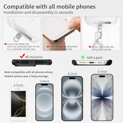 Phone Tether Tab,Metal Phone Lanyard Patch & Strap Adapter for All Full Phone Cases,Ultra-Thin 0.008in 360° Rotating phone charm,Universal phone clip for iPhone Android(Gold+Gold) - color: Gold+gold